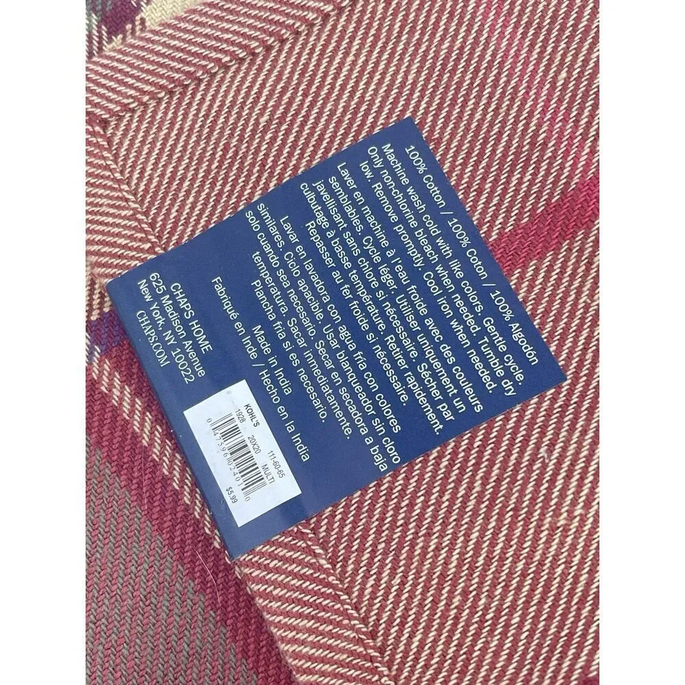 NWT Chaps Walcott Red Plaid Holiday Christmas Napkins 20x20” Set Of 4 Cotton NEW